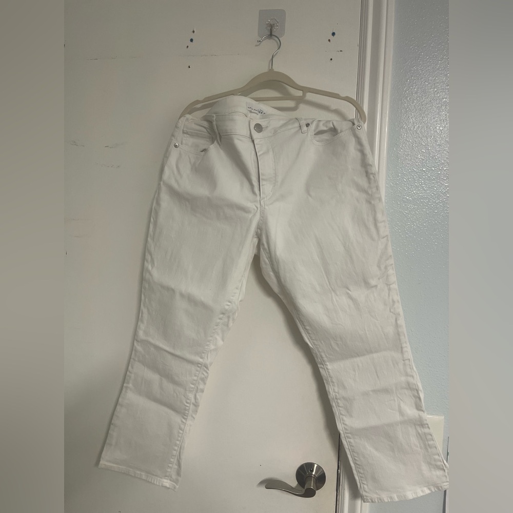 LOFT Women's Cream Straight Leg Jeans